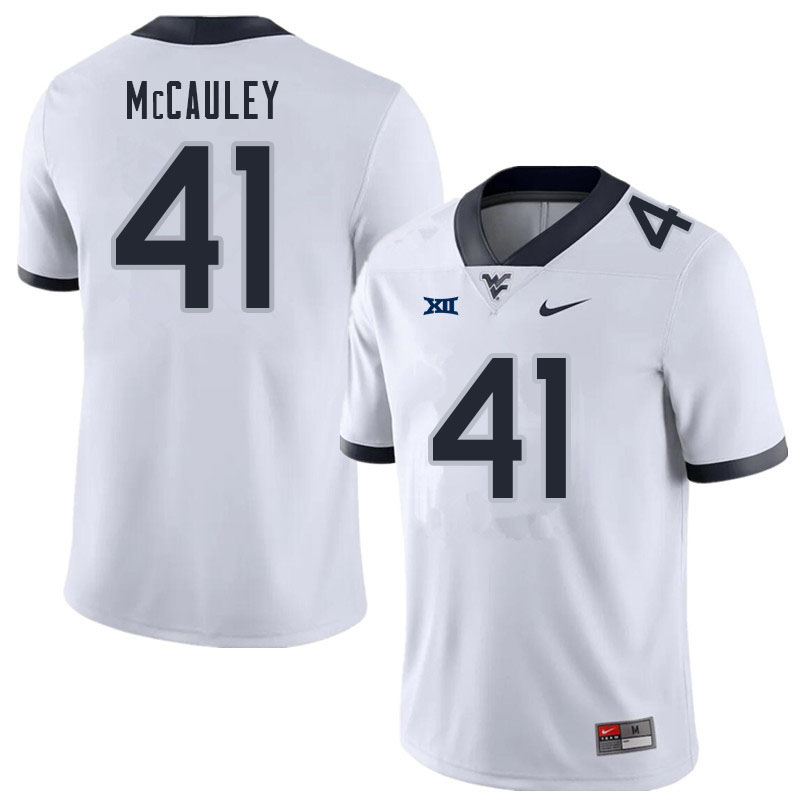 NCAA Men's Jax McCauley West Virginia Mountaineers White #41 Nike Stitched Football College Authentic Jersey GK23Q86UB